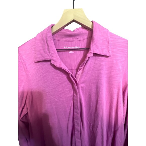 Soft Surroundings Womens Long Sleeve Pink Button-Front Shirt Jacket S Lightweigh - Picture 3 of 4